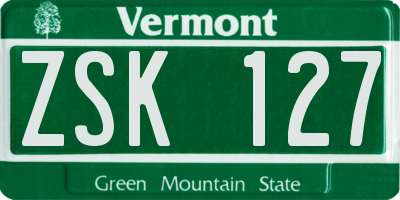 VT license plate ZSK127