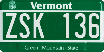 VT license plate ZSK136