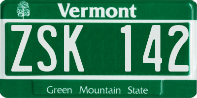 VT license plate ZSK142
