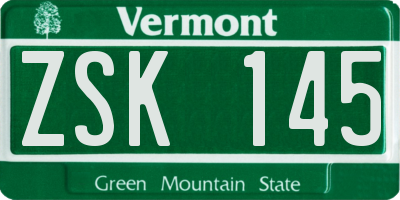 VT license plate ZSK145