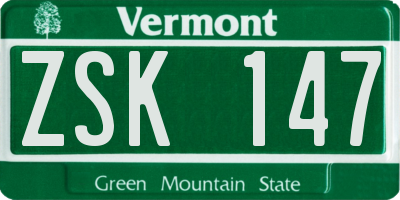 VT license plate ZSK147