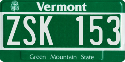 VT license plate ZSK153
