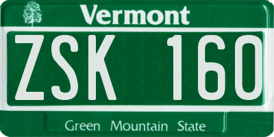 VT license plate ZSK160