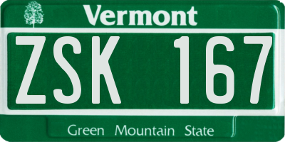 VT license plate ZSK167