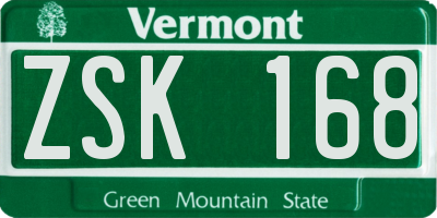 VT license plate ZSK168