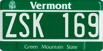 VT license plate ZSK169