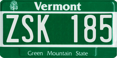 VT license plate ZSK185