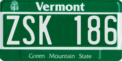 VT license plate ZSK186