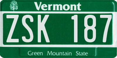 VT license plate ZSK187