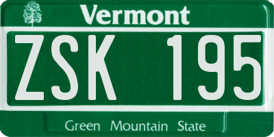 VT license plate ZSK195