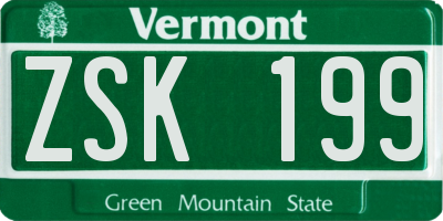VT license plate ZSK199