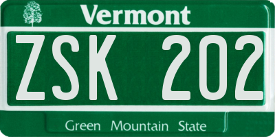 VT license plate ZSK202