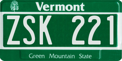VT license plate ZSK221