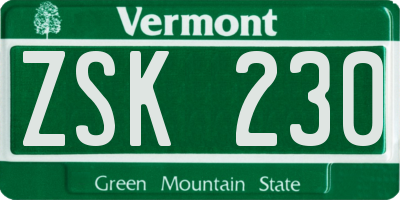 VT license plate ZSK230