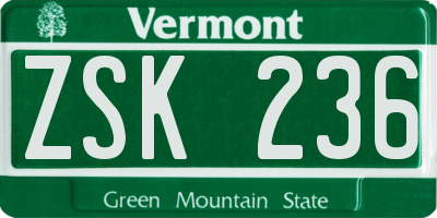 VT license plate ZSK236