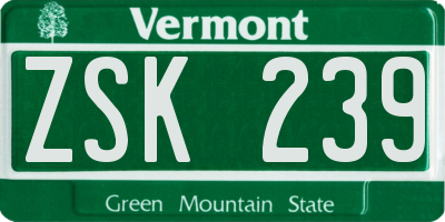 VT license plate ZSK239