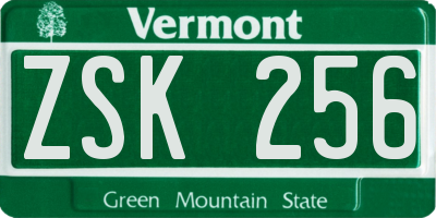 VT license plate ZSK256