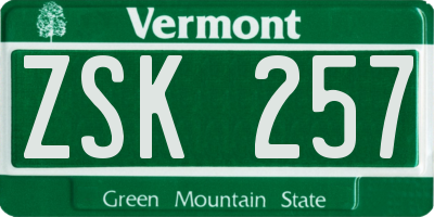 VT license plate ZSK257