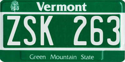 VT license plate ZSK263