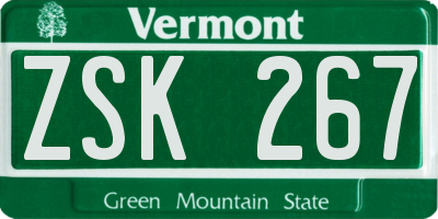 VT license plate ZSK267