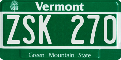 VT license plate ZSK270