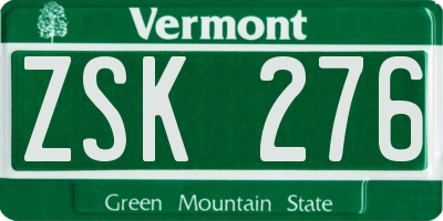 VT license plate ZSK276