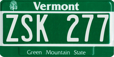 VT license plate ZSK277
