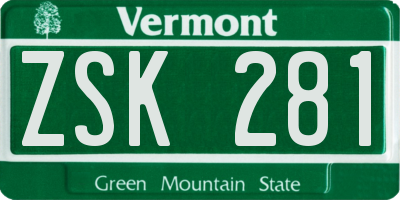 VT license plate ZSK281