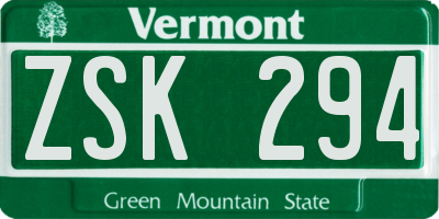 VT license plate ZSK294