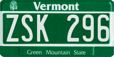 VT license plate ZSK296