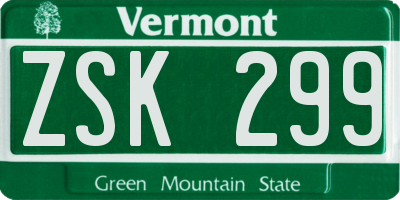 VT license plate ZSK299