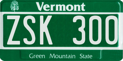 VT license plate ZSK300