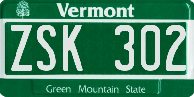 VT license plate ZSK302