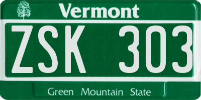 VT license plate ZSK303