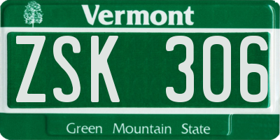 VT license plate ZSK306