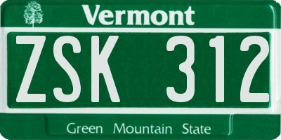 VT license plate ZSK312