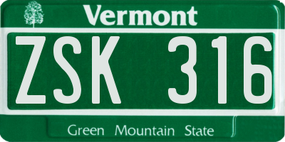 VT license plate ZSK316