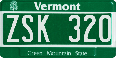 VT license plate ZSK320