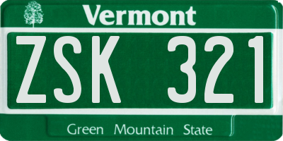 VT license plate ZSK321
