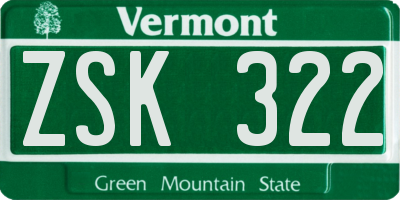 VT license plate ZSK322
