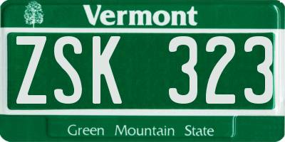 VT license plate ZSK323