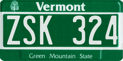 VT license plate ZSK324