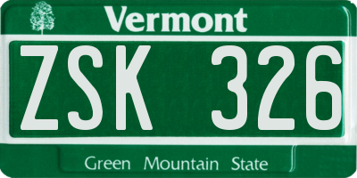 VT license plate ZSK326