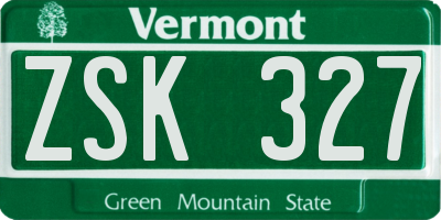 VT license plate ZSK327