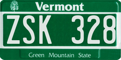 VT license plate ZSK328