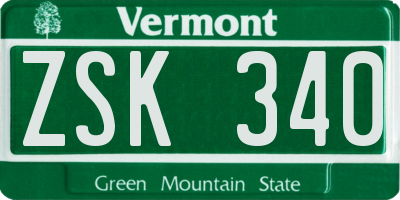VT license plate ZSK340