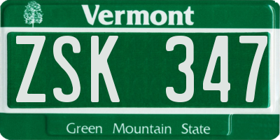 VT license plate ZSK347