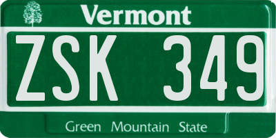 VT license plate ZSK349
