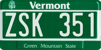 VT license plate ZSK351
