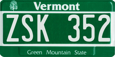 VT license plate ZSK352